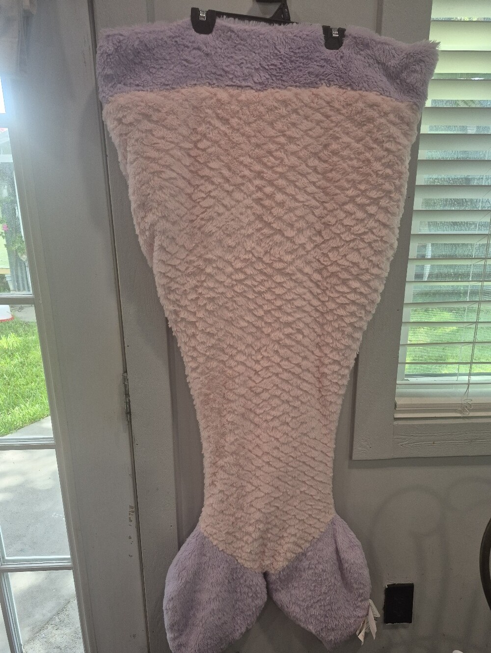 Kids Plush Mermaid Tail One-Piece - Pink and Lavender
